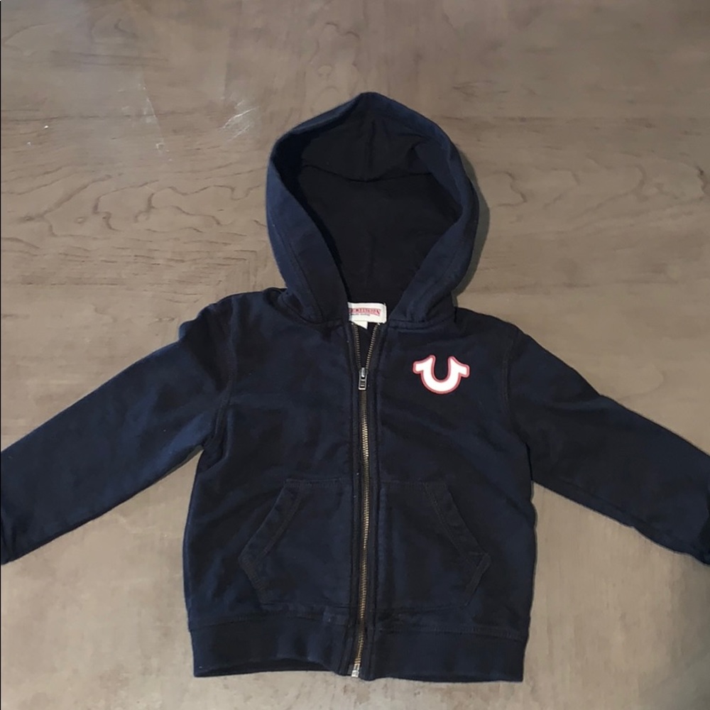 True Religion Black Zip Up Hoodie Size 2T